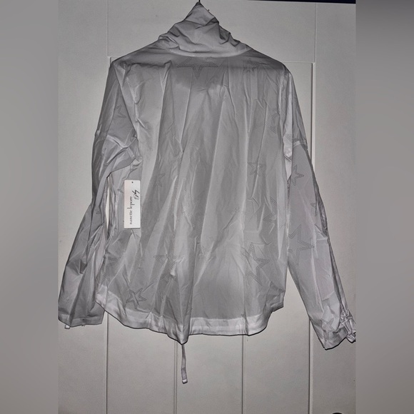 NEW Nanette Lepore Running Stars Drawstring Cowl Neck Raincoat Jacket Women L - Picture 2 of 11